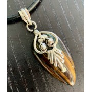 448 collier hommes oeil de tigre argent sterling